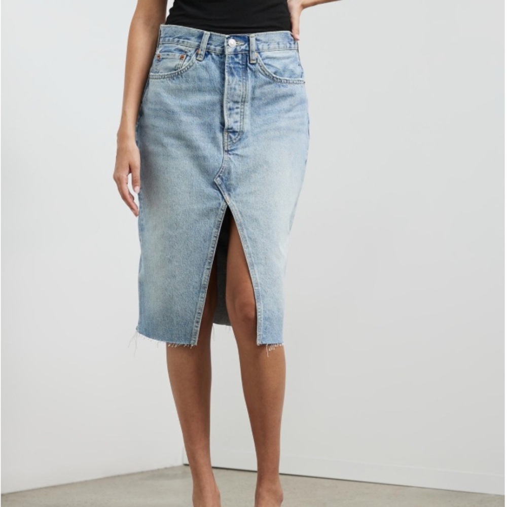 Re/Done Light Blue Denim Pencil Skirt
